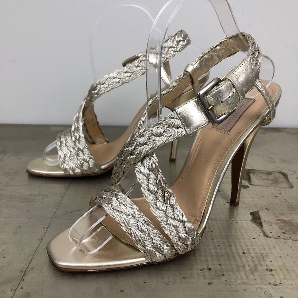 Zara Women Collection Gold Braided Sandal Heels
